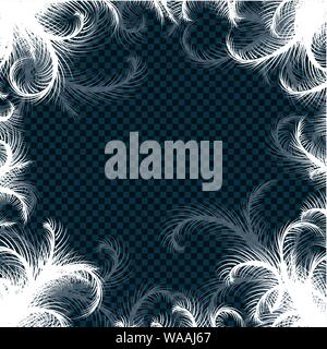 Frozen frame background. Snow and ice frost windows glass vector illustration, decoration cold frosted winter frame transparent background Stock Vector