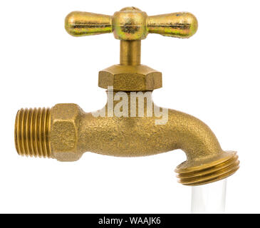 antique brass faucet, isolation with increasing focus area and clipping paths Stock Photo