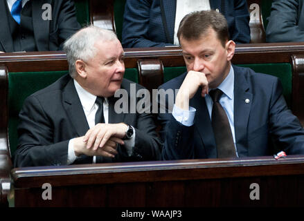 24. 01. 2014 Jaroslaw Kaczynski at the Sejm sitting. Warsaw, Poland. Pictured: Jaroslaw Kaczynski Stock Photo