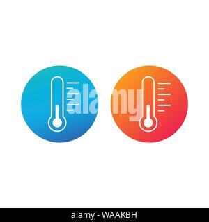 Thermometr in circle, hot and cold concept weather sign. Meteorology indicator. for websites and mobile minimalistic flat design. Vector illustraton Stock Vector