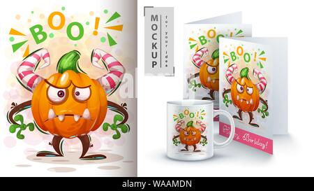 Hallooween pumpkin - mockup for your idea Stock Vector