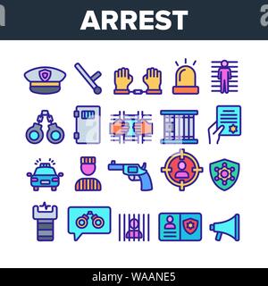 Color Arrest Elements Sign Icons Set Vector Stock Vector