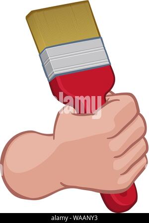Painter Decorator Hand Fist Holding Paintbrush Stock Vector