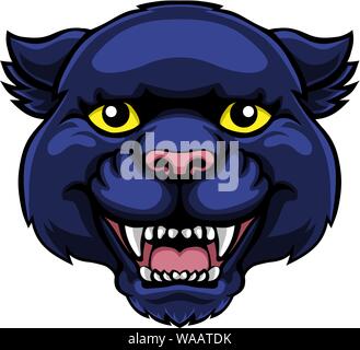 Panther Mascot Cute Happy Cartoon Character Stock Vector