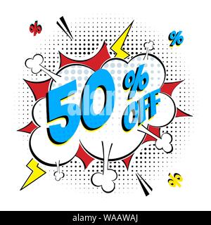 Comic lettering 50 percent off SALE Stock Vector