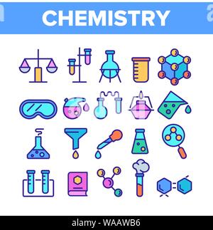 Color Chemistry Elements Icons Set Vector Stock Vector