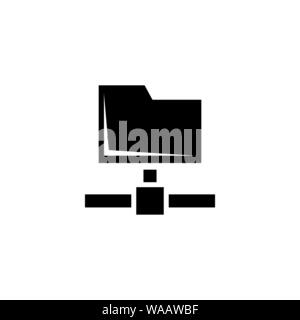 Shared Folder, Data Network. Flat Vector Icon illustration. Simple black symbol on white background. Shared Folder, Data Network sign design template Stock Vector