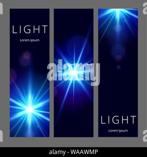 Modern abstract vertical banners set. Reliastic light flare. Futuristic design. Stock Vector