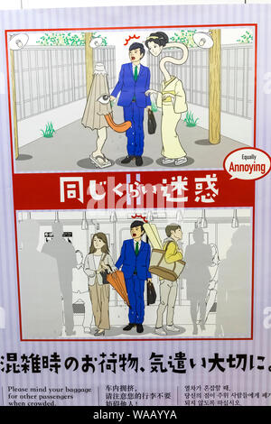 Japan, Honshu, Tokyo, Subway, Poster Promoting Consideration of Other Passengers When Carrying Baggage, 30075863 Stock Photo