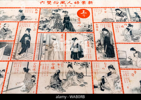 Japan, Honshu, Tokyo, Ryogoku, Tokyo Metropolitan Edo-Tokyo Museum, Sugoroku Board Game dated 1905, 30076391 Stock Photo