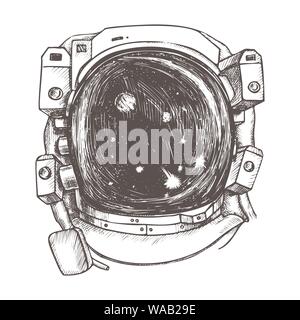 Astronaut Space Exposure Suit Monochrome Vector Stock Vector