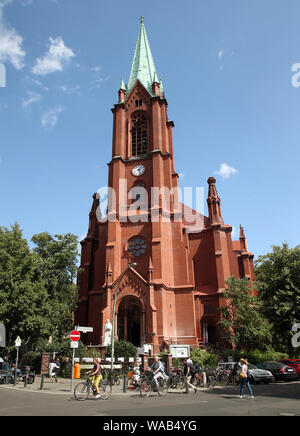 Berlin, Germany. 19th Aug, 2019. The Gethsemanekirche in the district of Prenzlauer Berg. Credit: Wolfgang Kumm/dpa/Alamy Live News Stock Photo