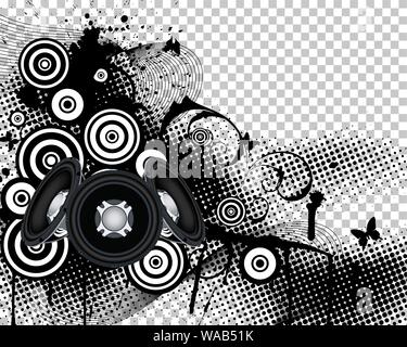Abstract Musical Theme. Transparency Grid Background Design. Vector Illustration. Stock Vector
