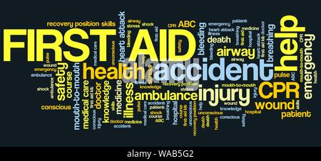 First aid - health concepts word cloud illustration. Word collage concept. Stock Photo