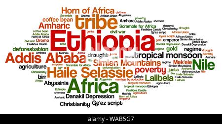 Ethiopia - African country word cloud illustration. Word collage. Stock Photo