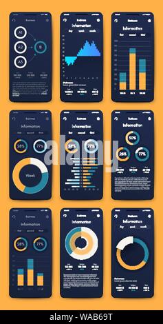 Vector graphics set mobile infographics. Stock vector Stock Vector