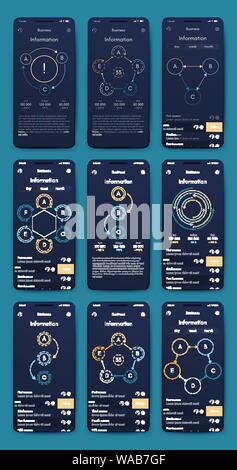 Different UI, UX, GUI screens and flat web icons for mobile apps Stock Vector
