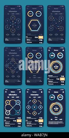 Different UI, UX, GUI screens and flat web icons for mobile apps Stock Vector