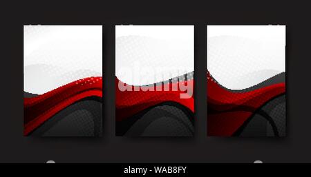 Abstract background collection of curve wave red gray and white background vector illustration eps10 Stock Vector