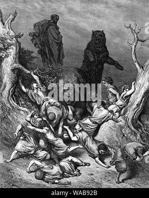 Gustave Doré, Some Children Are Destroyed by Bears, engraving, 1866 Stock Photo