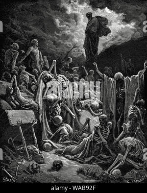 Gustave Doré, Ezekiel’s Vision of the Valley of Dry Bones, engraving, 1866 Stock Photo