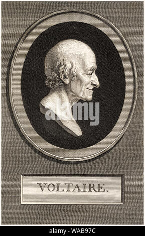 Portrait of Voltaire, (François-Marie Arouet), 1694-1778, engraving, 1801 Stock Photo