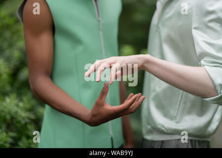 Two young men posing for social campaign Stock Photo
