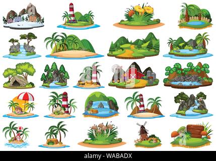 Large group of isolated objects theme - landforms illustration Stock Vector