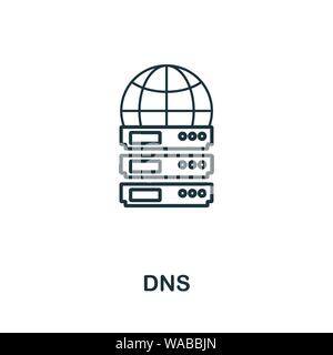 Dns icon. Thin outline style design from web hosting icons collection. Creative Dns icon for web design, apps, software, print usage Stock Vector