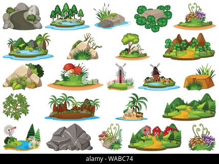 Large group of isolated objects theme - nature illustration Stock Vector