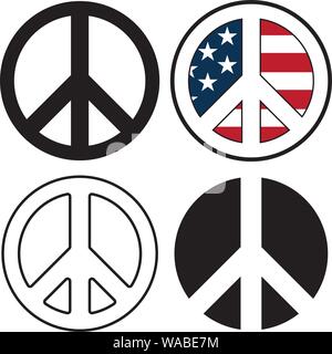 Peace Sign Symbols Isolated Vector Illustration Stock Vector
