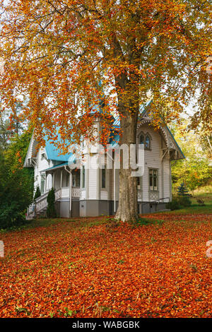 Porch of a wooden house in the forest on the river bank Stock Photo - Alamy