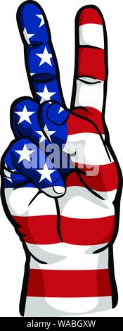 USA Patriotic Peace Sign Hand Symbol Isolated Vector Illustration Stock Vector