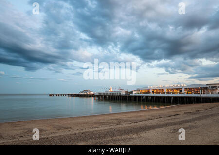 Clacton-on-Sea pier at dusk, Clacton-on-Sea, Essex, England, United Kingdom, Europe Stock Photo