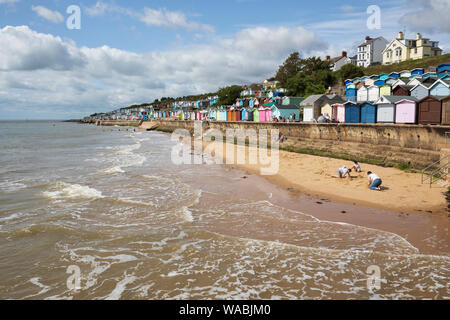 Colourful beach huts along the seafront, Walton-on-the-Naze, Essex, England, United Kingdom, Europe Stock Photo
