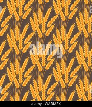 Wheat seamless pattern. Spikelets repeating texture, endless background. Vector illustration Stock Vector