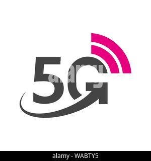 Vector technology icon network sign 5G. Illustration 5g internet symbol in flat line minimalism style. EPS 10 Stock Vector