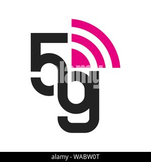 Vector technology icon network sign 5G. Illustration 5g internet symbol in flat line minimalism style. EPS 10 Stock Vector