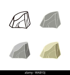 Stone set mountain. Outline sketch, flat style and realistic. Vector illustration. Stock Vector
