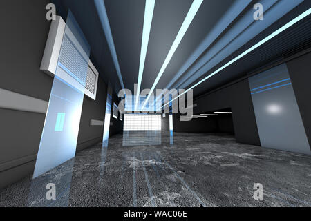 3D rendered Illustration of a industrial interior Stock Photo