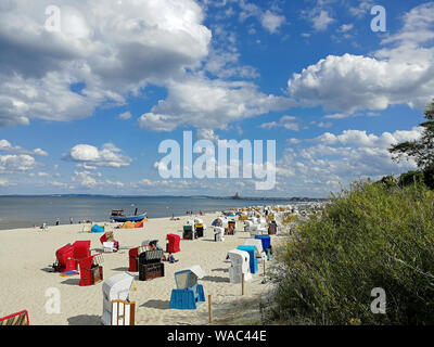 Beach baskets on the Baltic Sea on Usedom in Summer Stock Photo