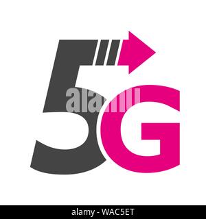 Vector technology icon network sign 5G. Illustration 5g internet symbol in flat line minimalism style. 5G internet network vector logo or UI app icon Stock Vector
