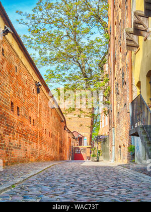 Street in the Old Town of Torun, Poland Stock Photo