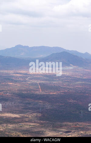 Hills of the Rift Valley from Ngong Hills Nature Reserve in dappled sunlight, Kenya Stock Photo