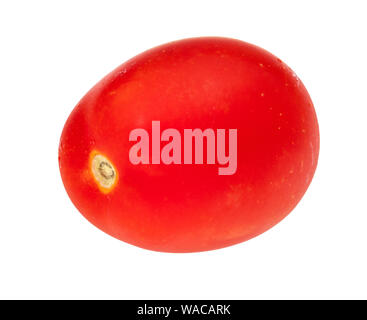 ripe red plum tomato fruit cutout on white background Stock Photo