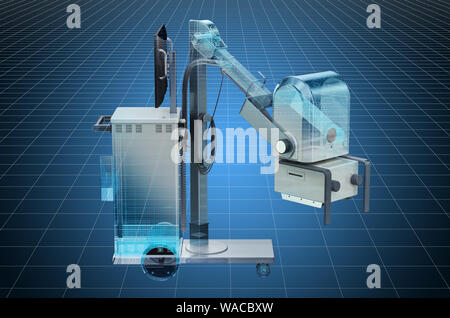 Visualization 3d cad model of mobile x-ray machine. 3D rendering Stock Photo