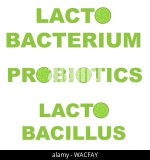 Green probiotics micro bacterium organisms isolated on white background Stock Vector