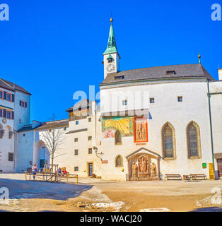 SALZBURG, AUSTRIA - FEBRUARY 27, 2019: The medieval Georgskirche  (St George Church) in gothic style located in courtyard of Hohensalzburg Castle, on Stock Photo