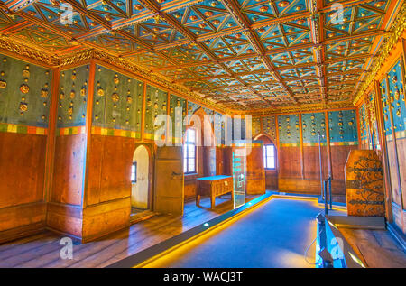 SALZBURG, AUSTRIA - FEBRUARY 27, 2019: The richly decorated small chambers of State Rooms of Hohensalzburg Castle are the luxury apartments of medieva Stock Photo