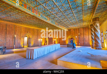 SALZBURG, AUSTRIA - FEBRUARY 27, 2019: The Golden Rooms with their preserved decorations are the most visited places of Hohensalzburg Castle, on Febru Stock Photo